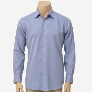 Thomas Pink Slim Fit Dress Shirt Mens 15.5‎ 39 Blue Herringbone Office Business